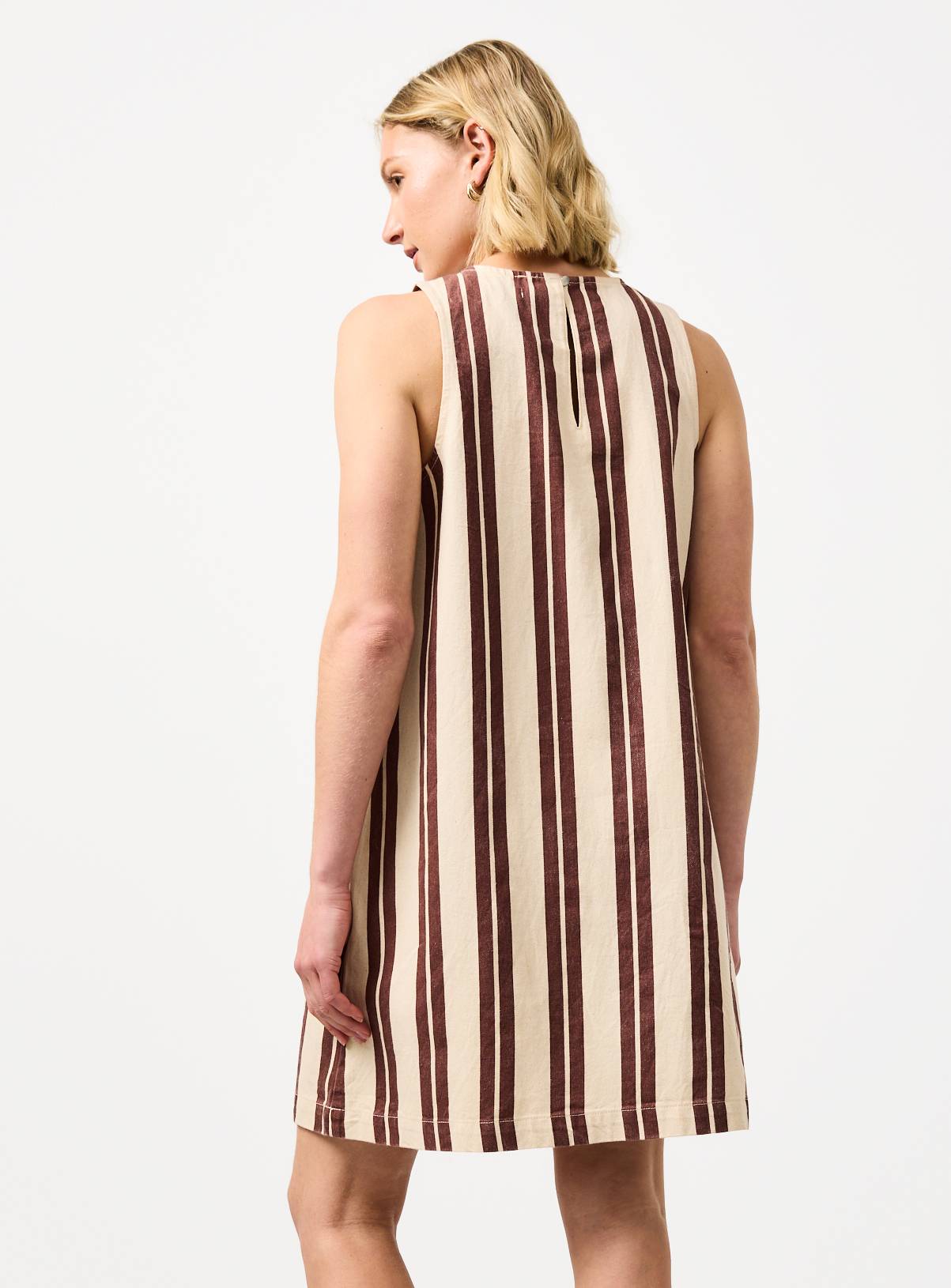 Rust Stripe Denim Mini Shift Dress 12 - Image 4